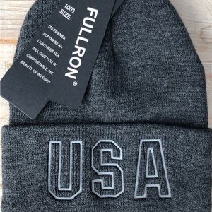 NWT FULLRON Grey USA Beanie Hat